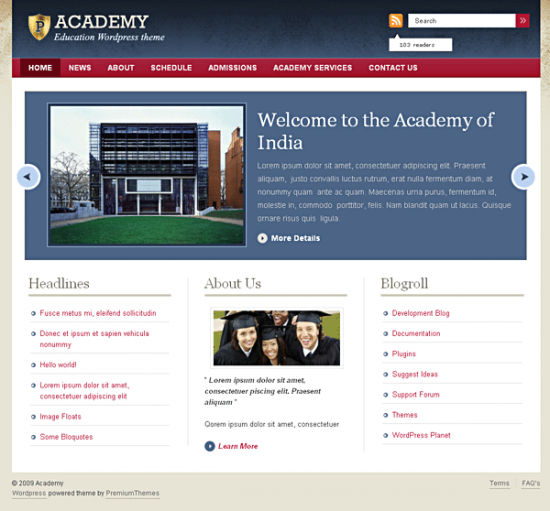 academy avjthemescom premiumthemes - Academy Wordpress Theme