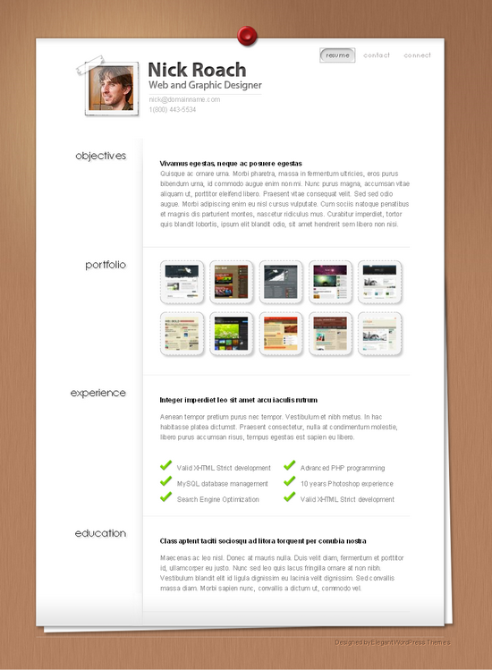 myresume elegant wordpress theme - MyResume Premium Wordpress Theme