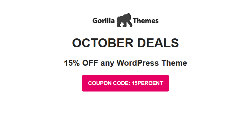 gorilla themes october 2019 01 - Gorilla Themes 15% Off On Any Theme (October 2019)